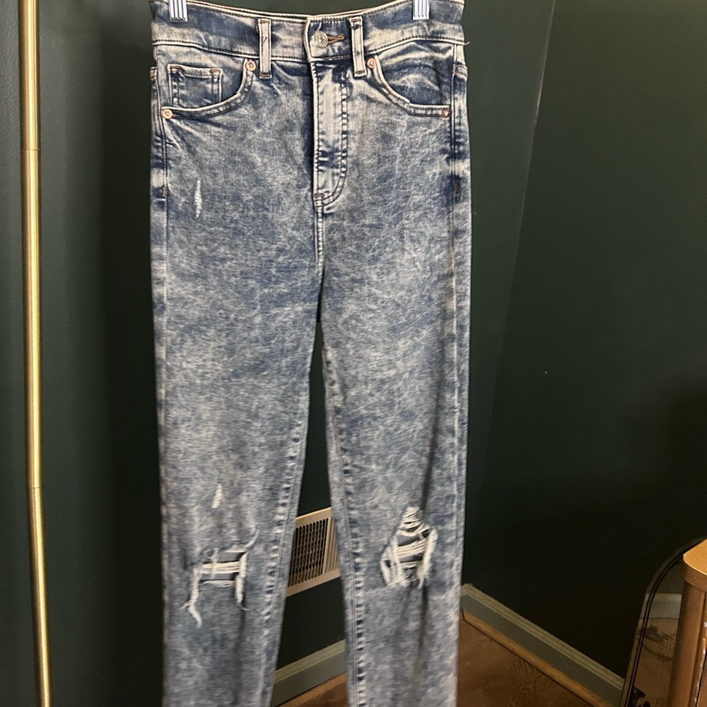 Distressed Blue Jeans